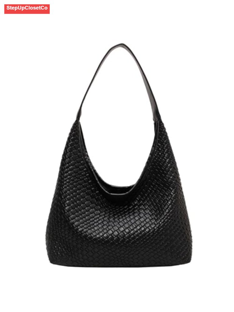 Woven Leather Hobo Tote Bag Large Capacity Top-Handle Shoulder Crossbody